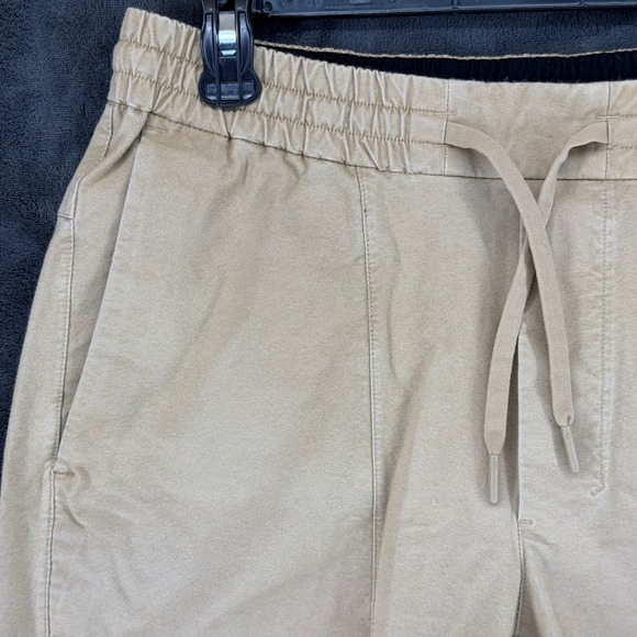 Lululemon Lab Bowline Mens Khaki Tan Elastic Waist Drawstring Shorts Size M 7" - Picture 3 of 10